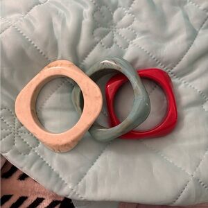 Set of Three Square Bangle Bracelets